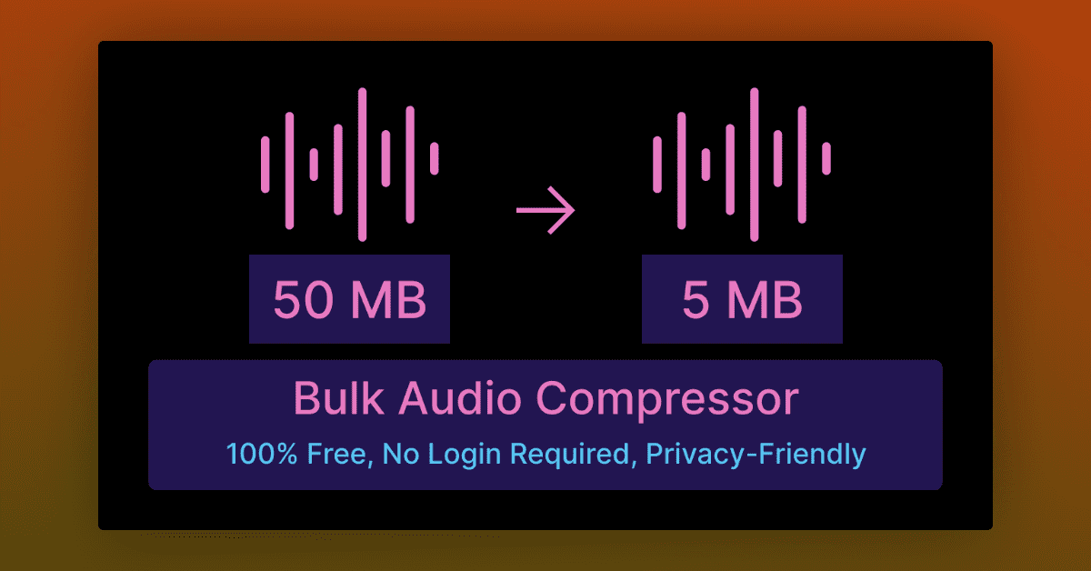 Bulk Audio Compressor - No Login, Privacy Friendly